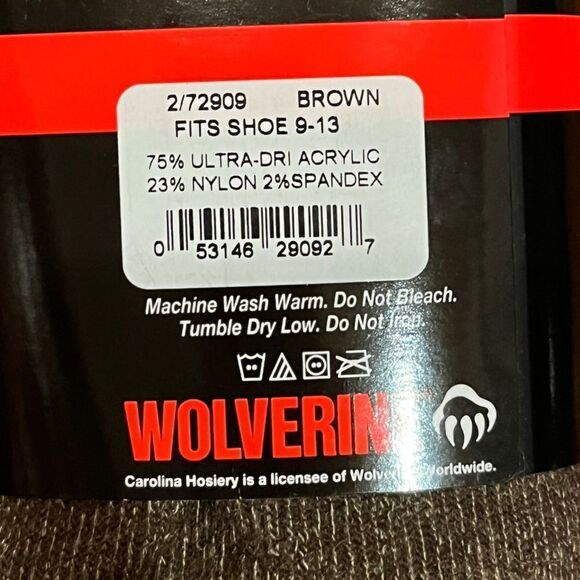 Wolverine Men’s Brown Ultra Dri 2 Pack Socks, Size L, NWT - Picture 5 of 5